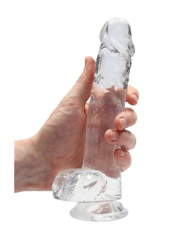 Przezroczyste dildo gumowe z prostym trzonem 21cm