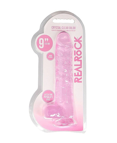9 23 cm Realistic Dildo With Balls - Pink