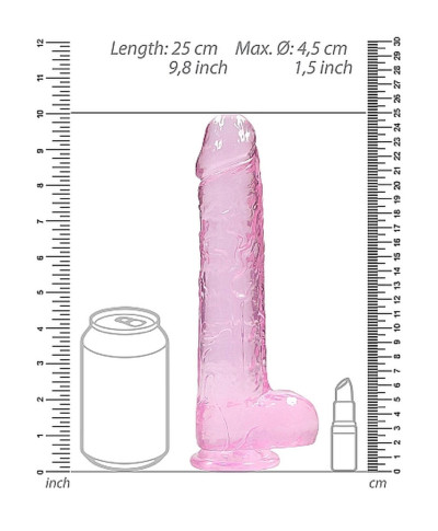 9 23 cm Realistic Dildo With Balls - Pink