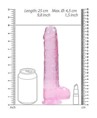 9 23 cm Realistic Dildo With Balls - Pink