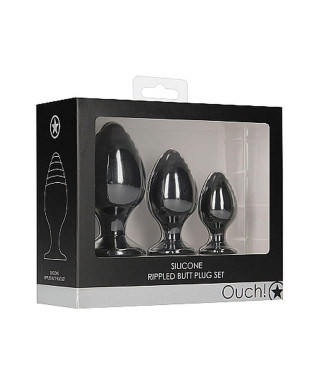 Rippled Butt Plug Set - Black