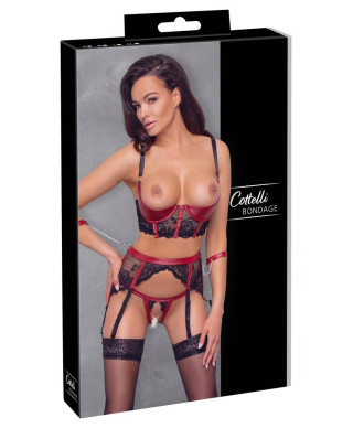 Shelf Bra Set blackred S