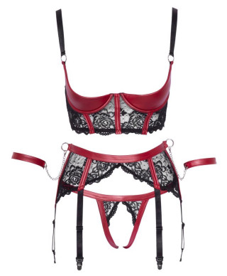 Shelf Bra Set blackred S