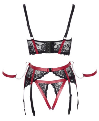 Shelf Bra Set blackred S