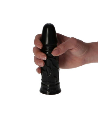 Małe czarne gumowe dildo żylaste z przyssawką 13cm