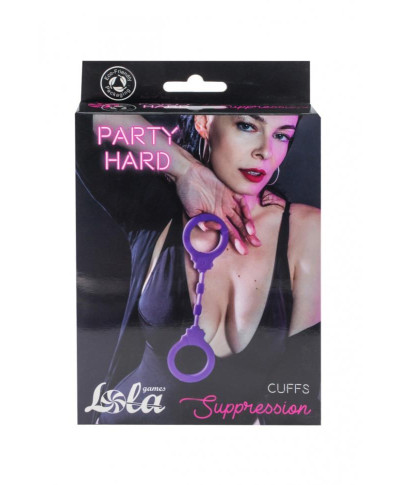 Kajdanki-Silicone Handcuffs Party Hard Suppression Purple