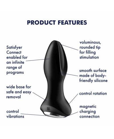 Plug-Vibrator Rotation Plug 2 Connect App Black