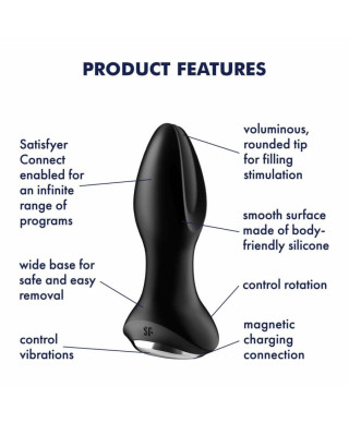 Plug-Vibrator Rotation Plug 2 Connect App Black