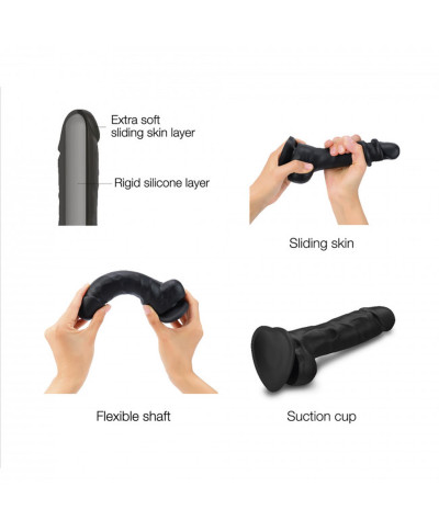 Realistyczne dildo sliding skin black xxl