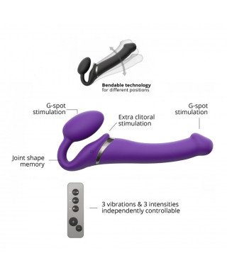 Wodoodporny wibrujący strap-on silikonowy fiolet