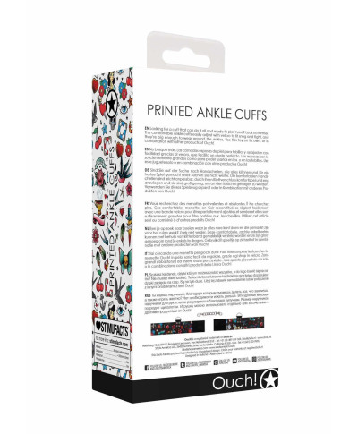 Printed Ankle Cuffs - Old School Tattoo Style - Black