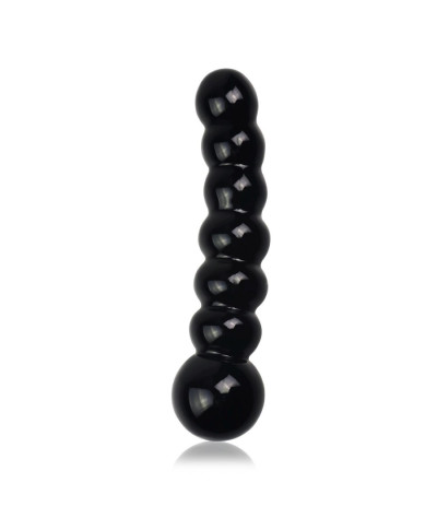 Czarne szklane koraliki analne dildo anal 17 cm