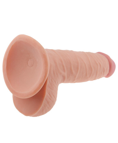 Grube żylaste dildo z przyssawką i jadrami 18 cm