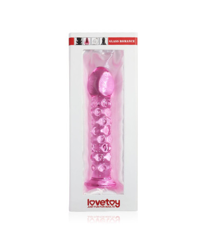 Szklane dildo z wypustkami w kolorze różowym 17cm