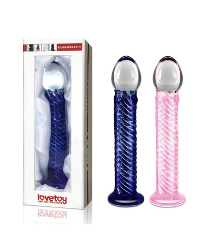 Szklane różowe dildo ze spiralną strukturą 21 cm