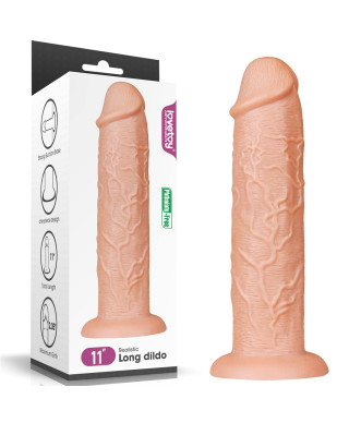 Długie potężne dildo z przyssawką i żyłami 28 cm