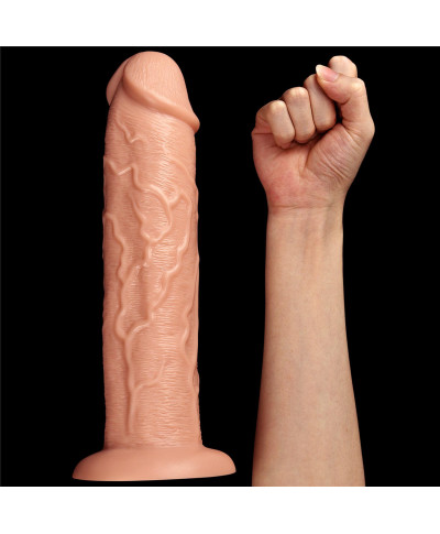 Długie potężne dildo z przyssawką i żyłami 28 cm