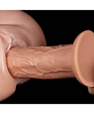 Długie potężne dildo z przyssawką i żyłami 28 cm