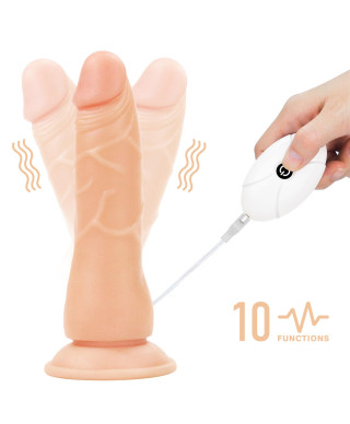 Majtki strap-on w zestawie z wibrującym dildo 19cm