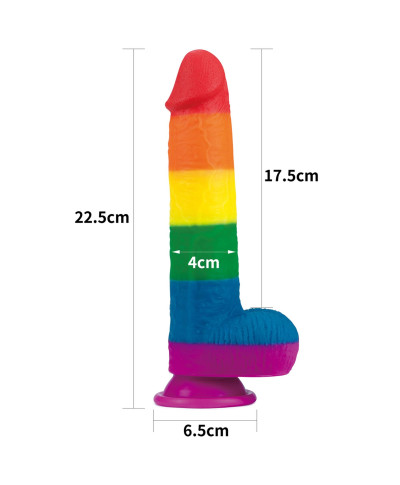 Dildo tęczowe elastyczne z przyssawką 225 cm