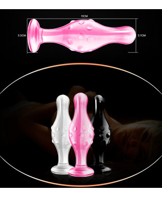 Szklane dildo analne z wypustkami 3 kolory 115 cm