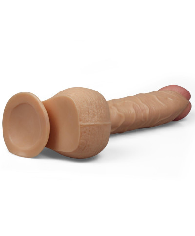 Lekko zakrzywione cieliste dildo z przyssawką 33cm