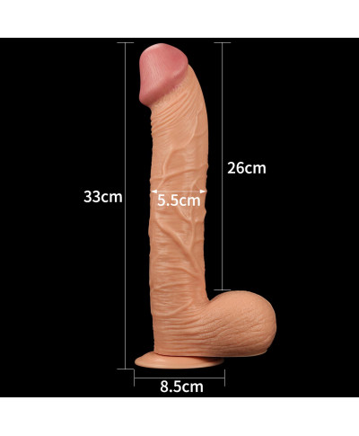 Lekko zakrzywione cieliste dildo z przyssawką 33cm