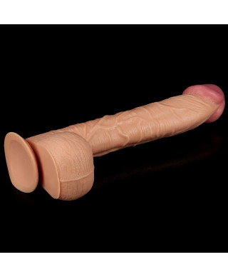 Lekko zakrzywione cieliste dildo z przyssawką 33cm