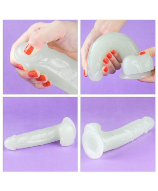 Podświetlane dildo sztuczny penis mocna przyssawka