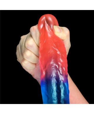 Duże dwukolorowe dildo giętkie z przyssawką 20 cm