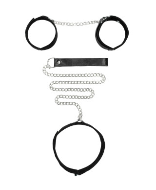 Velcro Collar With Leash And Hand Cuffs