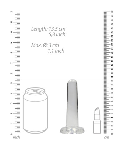 Małe gładkie przezroczyste dildo przyssawka 135cm