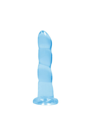 Dildo niebieskie spiralne z mocną przyssawką 18 cm