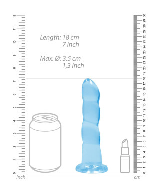Dildo niebieskie spiralne z mocną przyssawką 18 cm