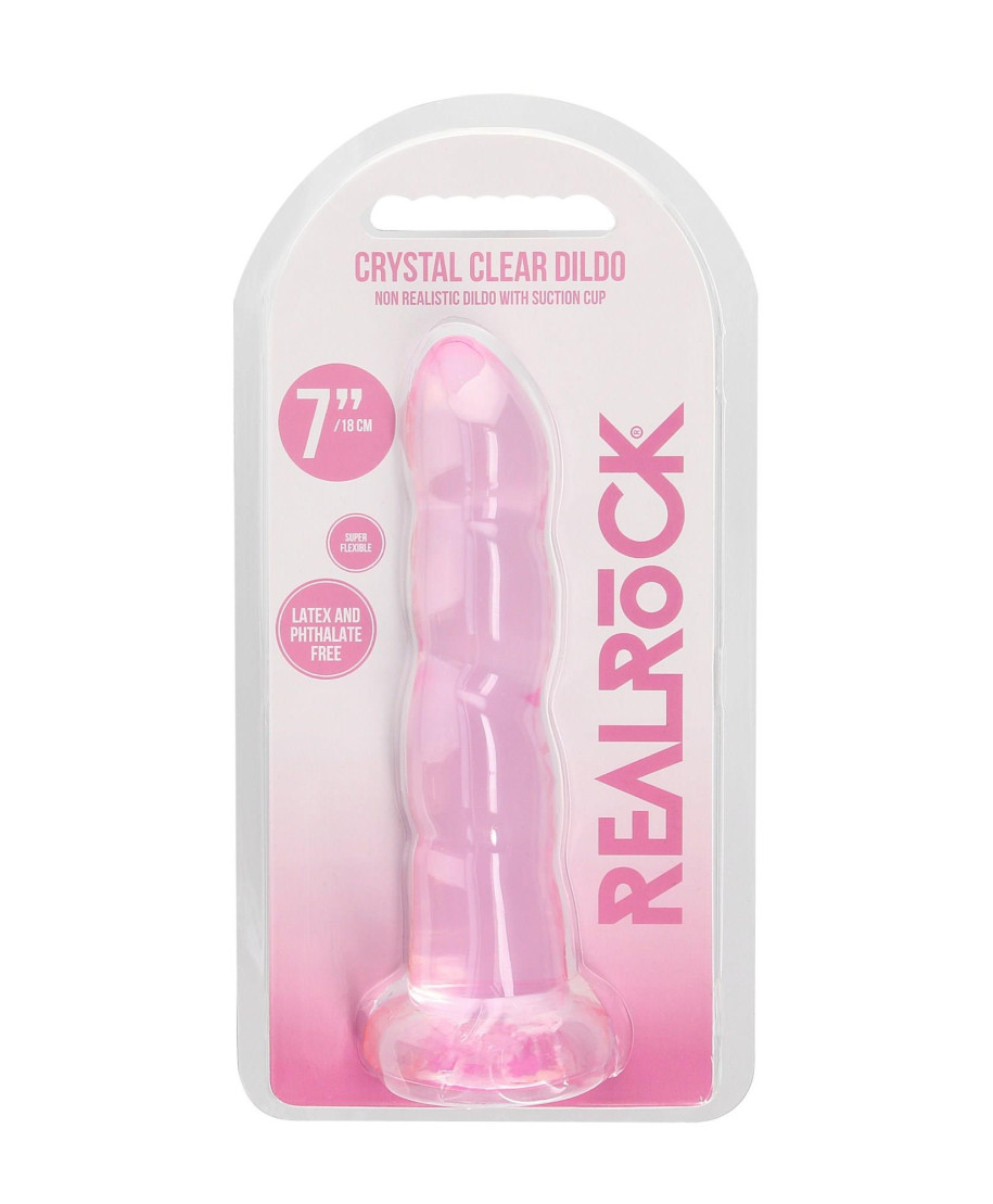 Różowe żelowe silikonowe dildo z przyssawką 18 cm