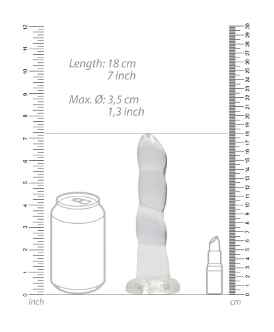 Dildo białe spiralne z mocną przyssawką 18 cm