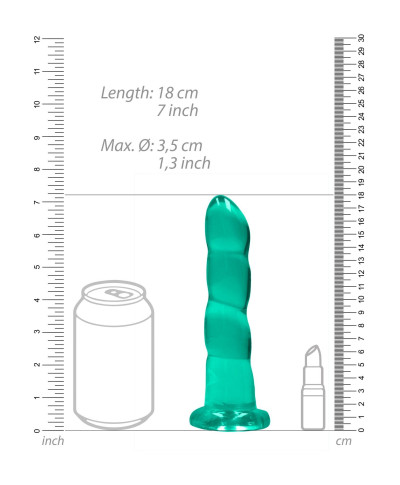 Spiralne zielone dildo gumowe z przyssawką 17 cm