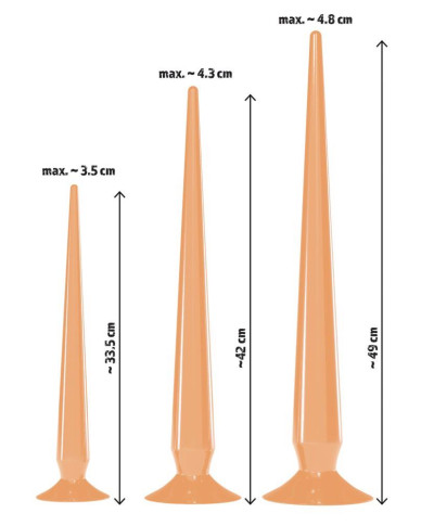 Zestaw 3 korki analne z przyssawką długie 30-49cm