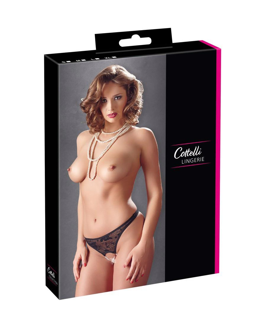 Lace String Pearls black L